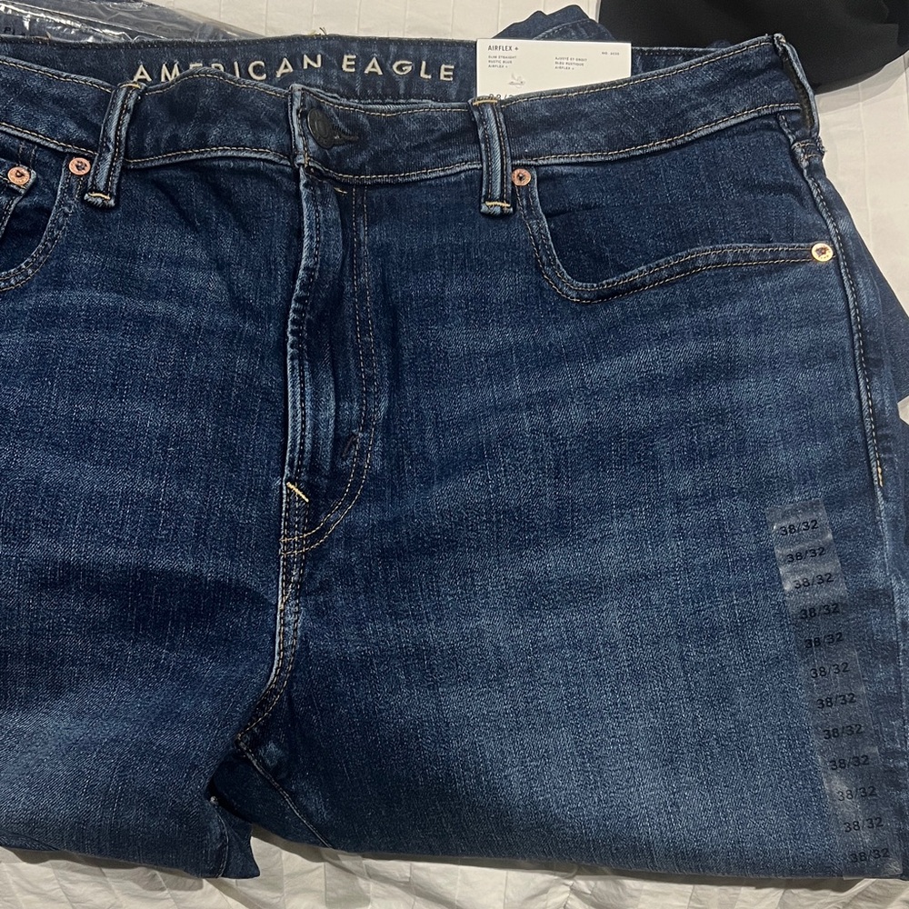 American Eagle Outfitters Men's Dark Blue Relaxed Jeans